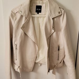 Faux off white leather jacket